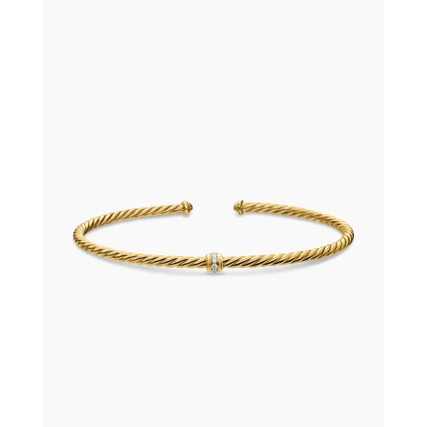 David Yurman Micro Cablespira® Flex Center Station Bracelet in 18K Yellow Gold, 2.6mm, view 4