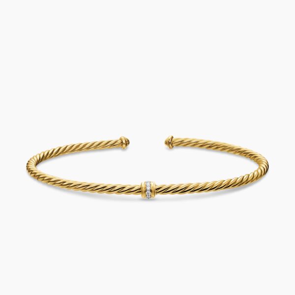 on-model styling shot|David Yurman Micro Cablespira® Flex Center Station Bracelet in 18K Yellow Gold