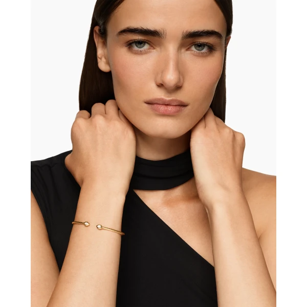 David Yurman Micro Cablespira® Flex Pear Bracelet in 18K Yellow Gold with Diamonds, 2.6mm, view 2