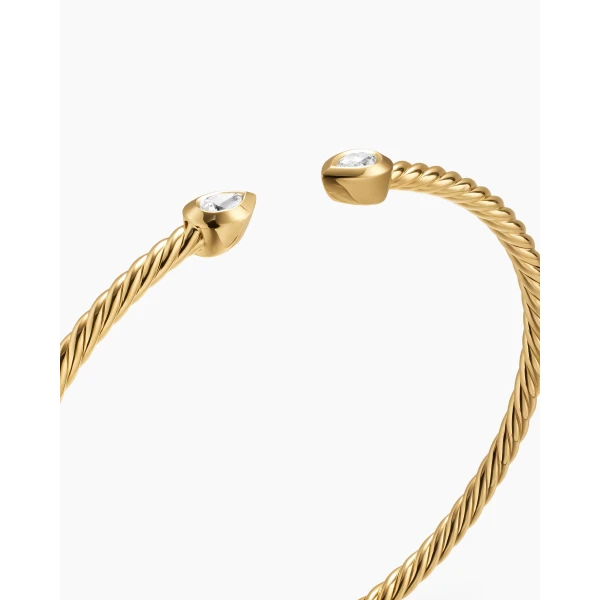 David Yurman Micro Cablespira® Flex Pear Bracelet in 18K Yellow Gold with Diamonds, 2.6mm, view 5