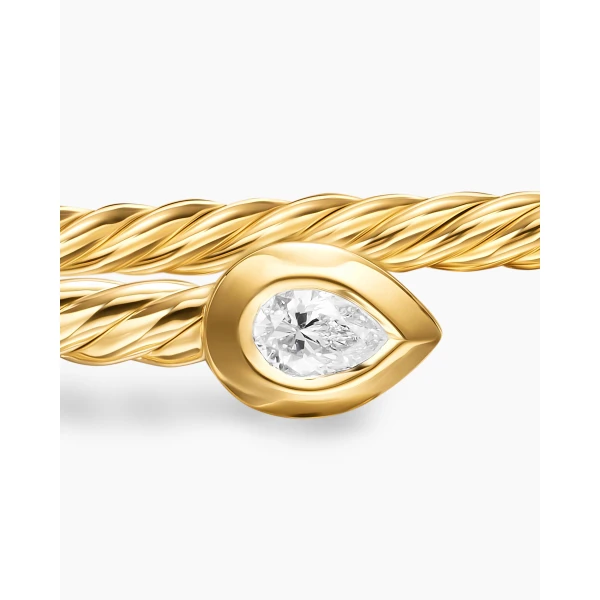 David Yurman Micro Cablespira® Flex Pear Bracelet in 18K Yellow Gold with Diamonds, 2.6mm, view 6