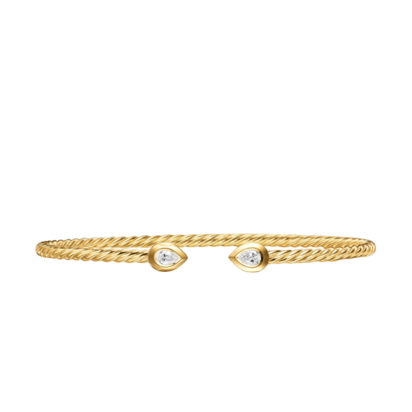 David Yurman Micro Cablespira® Flex Pear Bracelet in 18K Yellow Gold with Diamonds