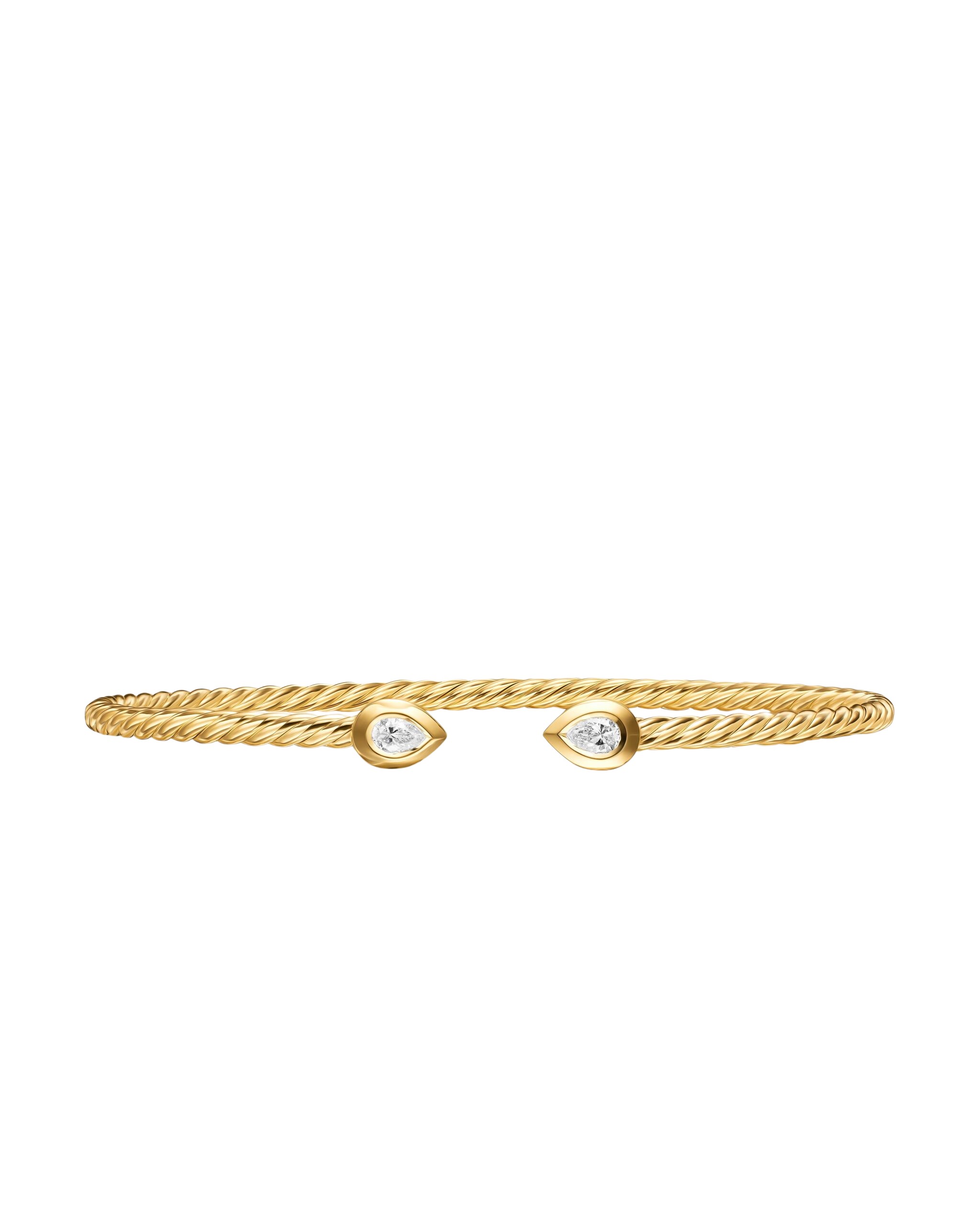 David Yurman Micro Cablespira® Flex Pear Bracelet in 18K Yellow Gold with Diamonds, 2.6mm