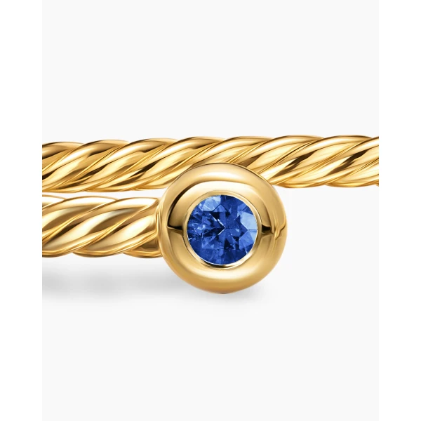 David Yurman Micro Cablespira® Flex Round Bracelet in 18K Yellow Gold with Blue Sapphires, 2.6mm, view 4