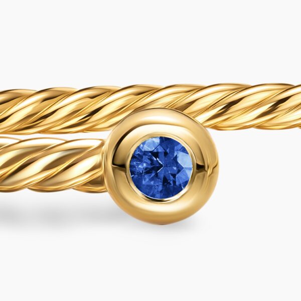 on-model styling shot|David Yurman Micro Cablespira® Flex Round Bracelet in 18K Yellow Gold with Blue Sapphires
