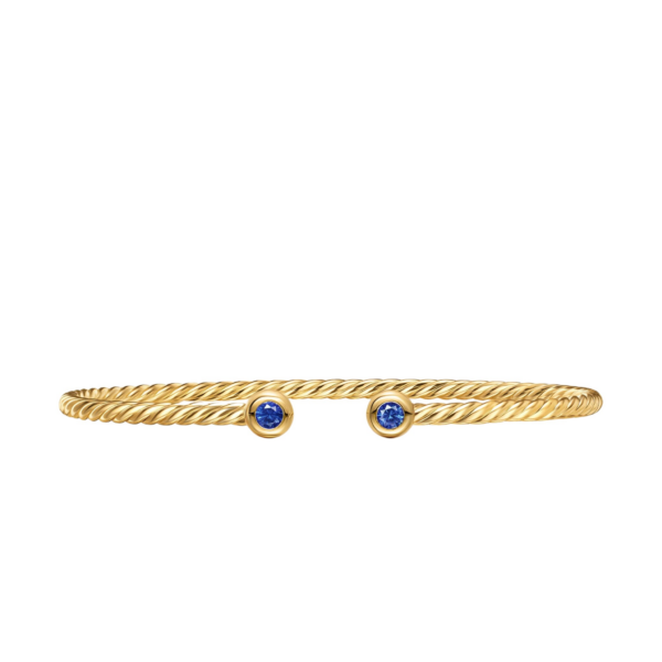 David Yurman Micro Cablespira® Flex Round Bracelet in 18K Yellow Gold with Blue Sapphires