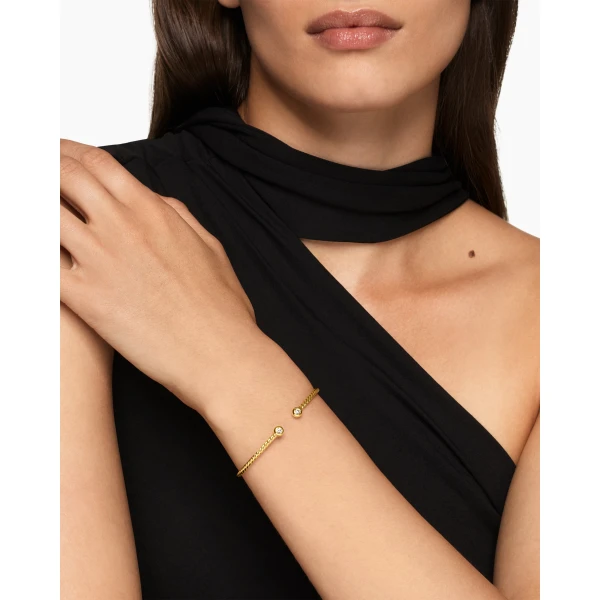 David Yurman Micro Cablespira® Flex Round Bracelet in 18K Yellow Gold with Diamonds, 2.6mm, view 2