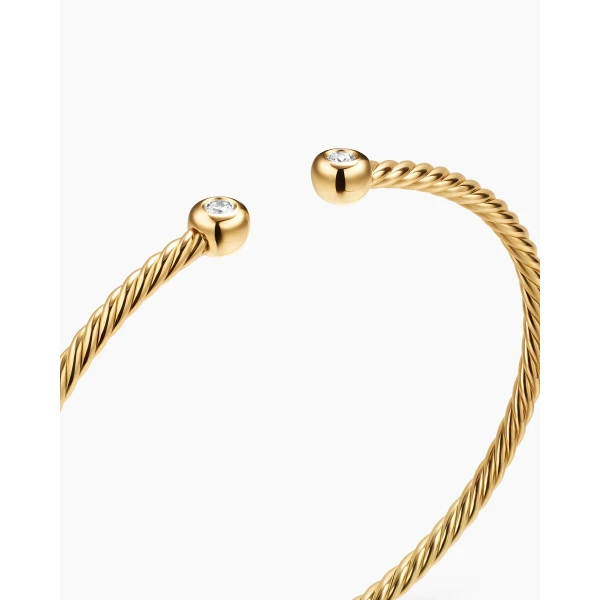 David Yurman Micro Cablespira® Flex Round Bracelet in 18K Yellow Gold with Diamonds, 2.6mm, view 5