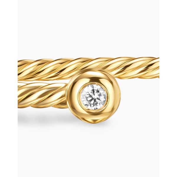 David Yurman Micro Cablespira® Flex Round Bracelet in 18K Yellow Gold with Diamonds, 2.6mm, view 6