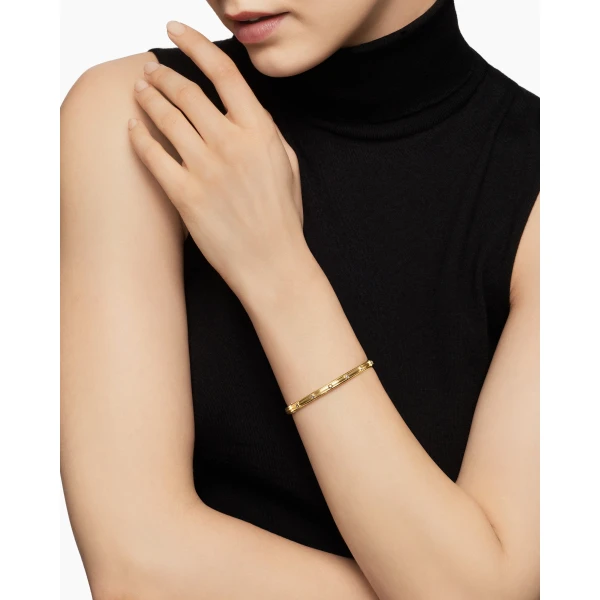 David Yurman Modern Renaissance® Bangle Bracelet in 18K Yellow Gold with Diamonds, 4.5mm, view 2