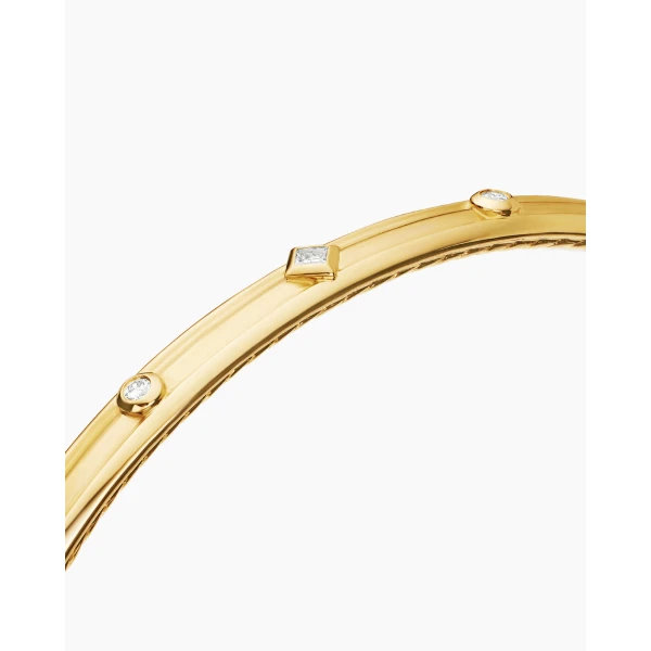 David Yurman Modern Renaissance® Bangle Bracelet in 18K Yellow Gold with Diamonds, 4.5mm, view 5