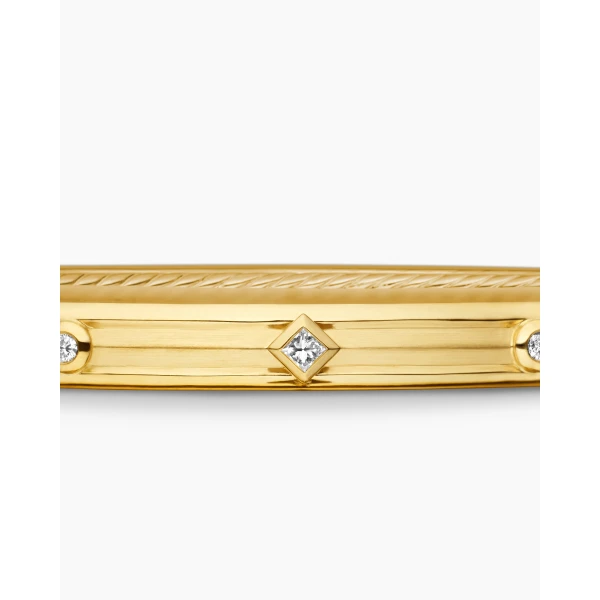 David Yurman Modern Renaissance® Bangle Bracelet in 18K Yellow Gold with Diamonds, 4.5mm, view 6