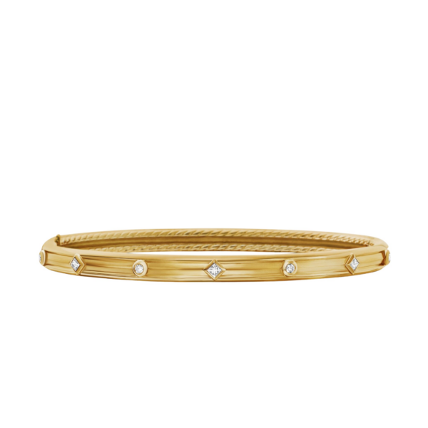 David Yurman Modern Renaissance® Bangle Bracelet in 18K Yellow Gold with Diamonds