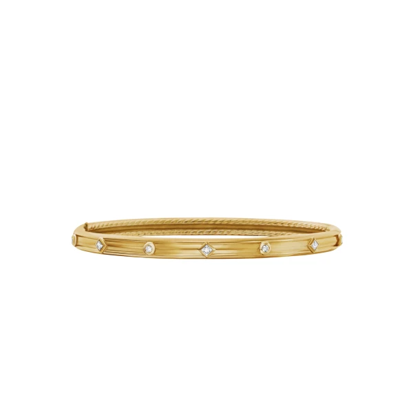 Modern Renaissance® Bangle Bracelet in 18K Yellow Gold with Diamonds, 4.5mm