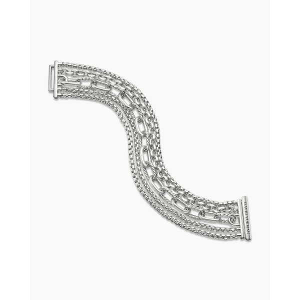 David Yurman Multi Row Chain Bracelet in Sterling Silver, 29mm, view 3