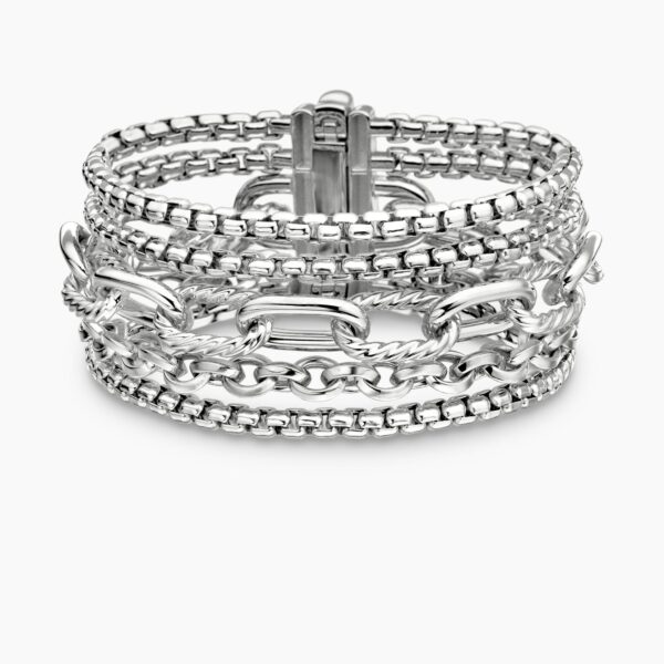 on-model styling shot|David Yurman Multi Row Chain Bracelet in Sterling Silver