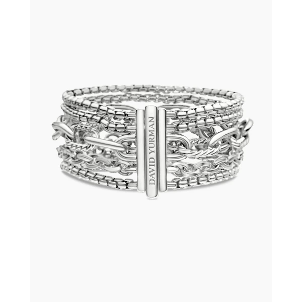 David Yurman Multi Row Chain Bracelet in Sterling Silver, 29mm, view 6