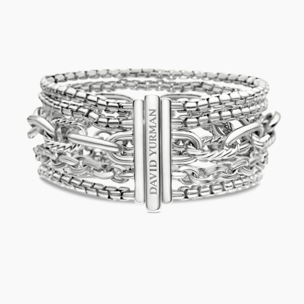 signature twisted-helix detail|David Yurman Multi Row Chain Bracelet in Sterling Silver