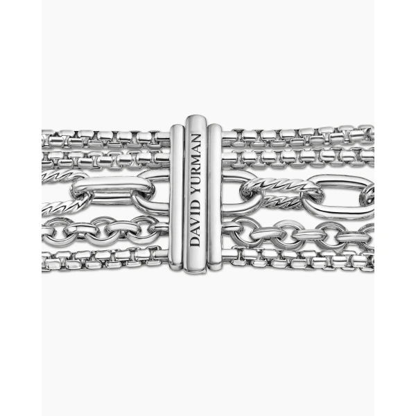 David Yurman Multi Row Chain Bracelet in Sterling Silver, 29mm, view 7