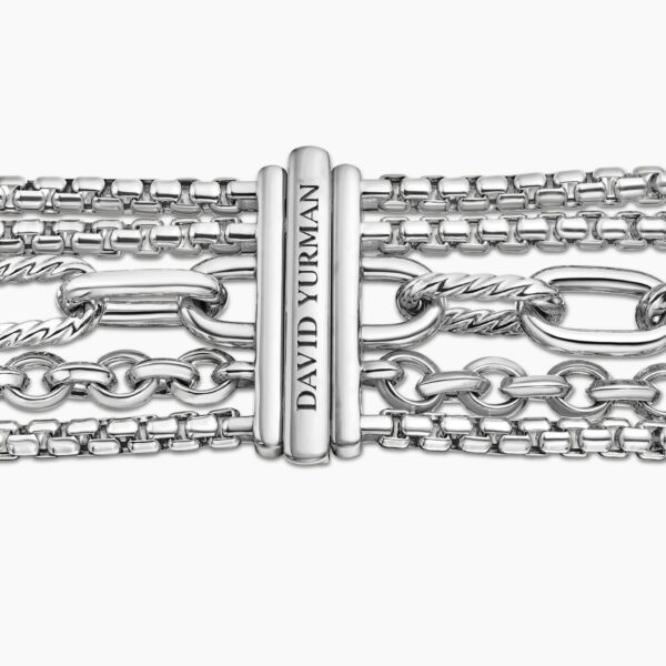 29mm – pavé setting and gemstone detail close-up|David Yurman Multi Row Chain Bracelet in Sterling Silver