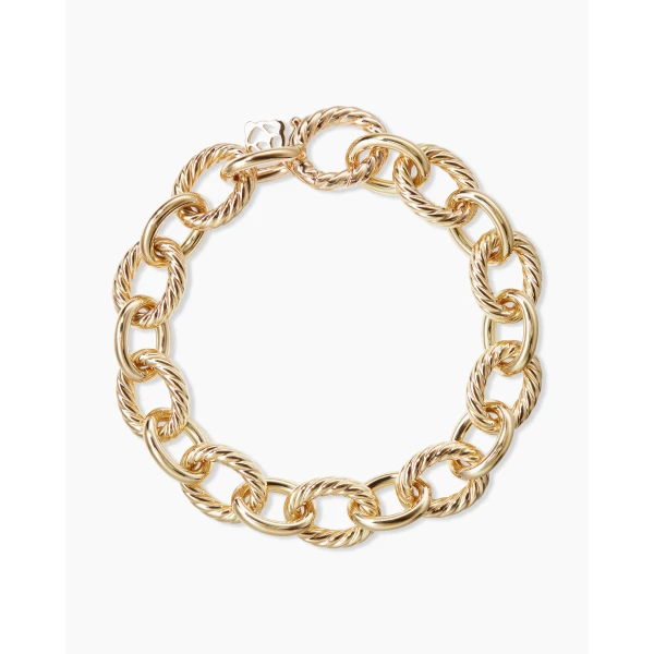 David Yurman Oval Link Chain Bracelet in 18K Yellow Gold, 12mm, view 2