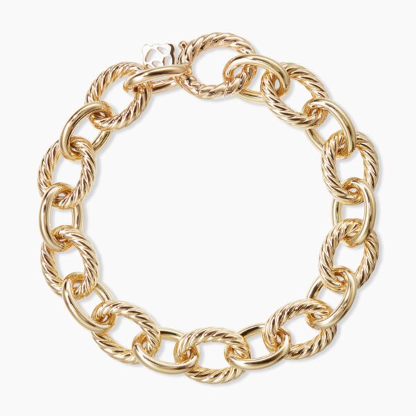 12mm in Gold – front view of authentic Chain Bracelets at Coveti|David Yurman Oval Link Chain Bracelet in 18K Yellow Gold