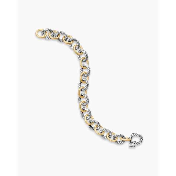 David Yurman Oval Link Chain Bracelet in Sterling Silver with 18K Yellow Gold, 10mm, view 4