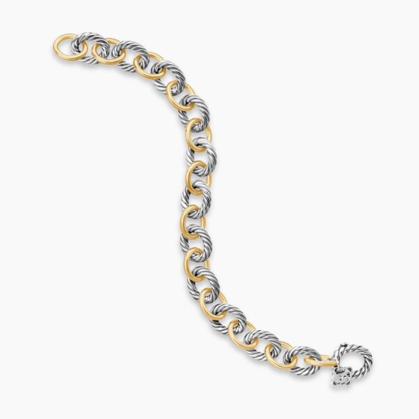 on-model styling shot|David Yurman Oval Link Chain Bracelet in Sterling Silver with 18K Yellow Gold