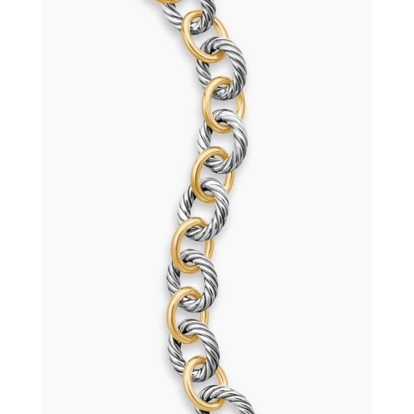 David Yurman Oval Link Chain Bracelet in Sterling Silver with 18K Yellow Gold, 10mm, view 6