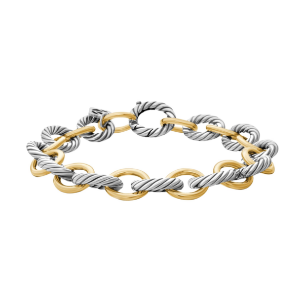 David Yurman Oval Link Chain Bracelet in Sterling Silver with 18K Yellow Gold