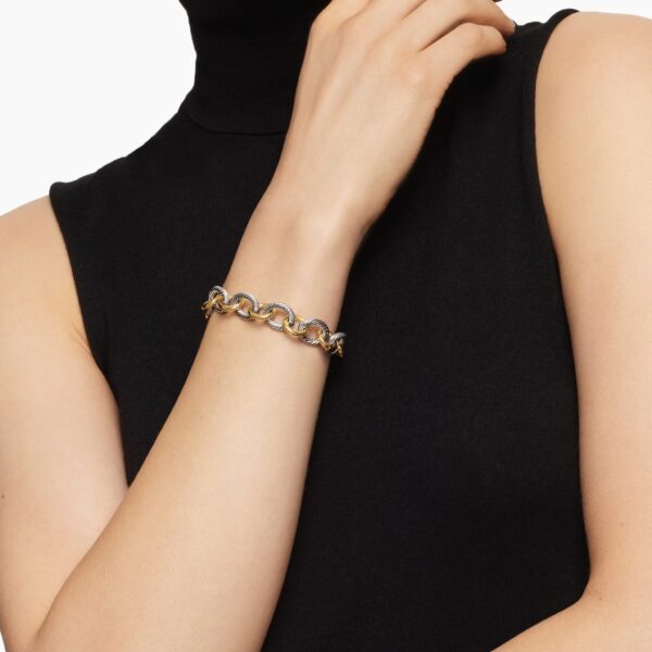 12mm in Gold – front view of authentic Chain Bracelets at Coveti|David Yurman Oval Link Chain Bracelet in Sterling Silver with 18K Yellow Gold