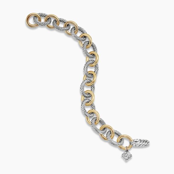 on-model styling shot|David Yurman Oval Link Chain Bracelet in Sterling Silver with 18K Yellow Gold