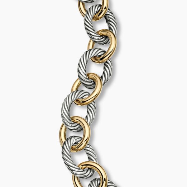 signature twisted-helix detail|David Yurman Oval Link Chain Bracelet in Sterling Silver with 18K Yellow Gold