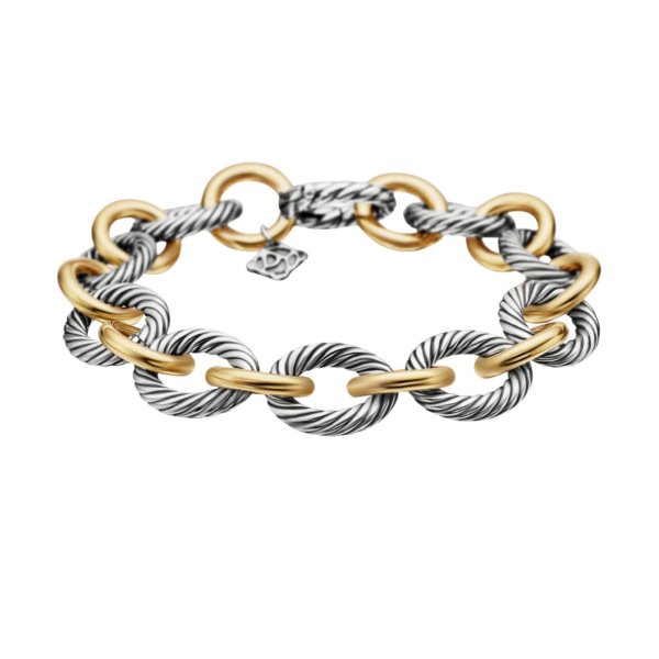 David Yurman Oval Link Chain Bracelet in Sterling Silver with 18K Yellow Gold