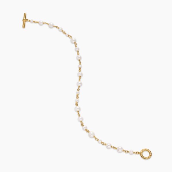 on-model styling shot|David Yurman Pearl Classics Toggle Chain Bracelet in 18K Yellow Gold