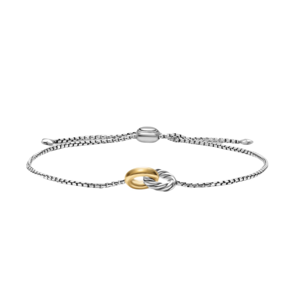 David Yurman Petite Cable Linked Bracelet in Sterling Silver with 14K Yellow Gold