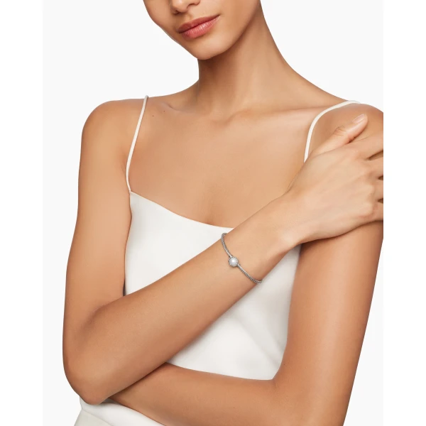 David Yurman Petite Chatelaine® Bracelet in Sterling Silver with Pearl, 3mm, view 2