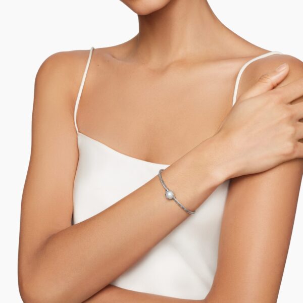 3mm in White – front view of authentic Bracelets at Coveti|David Yurman Petite Chatelaine® Bracelet in Sterling Silver with Pearl