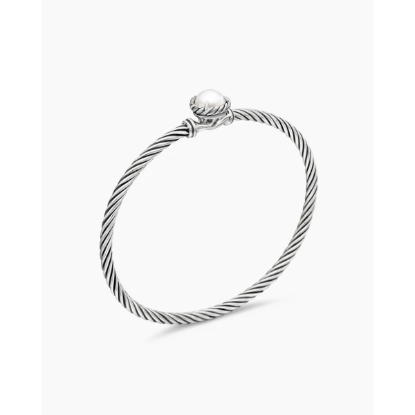 David Yurman Petite Chatelaine® Bracelet in Sterling Silver with Pearl, 3mm, view 3