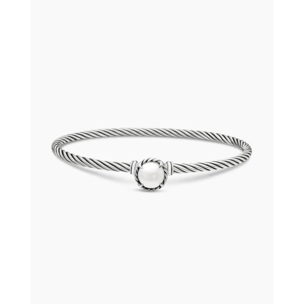 David Yurman Petite Chatelaine® Bracelet in Sterling Silver with Pearl, 3mm, view 4