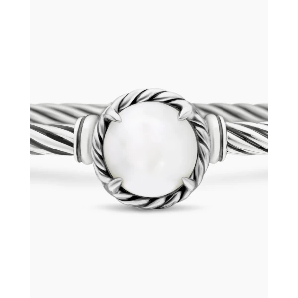 David Yurman Petite Chatelaine® Bracelet in Sterling Silver with Pearl, 3mm, view 6