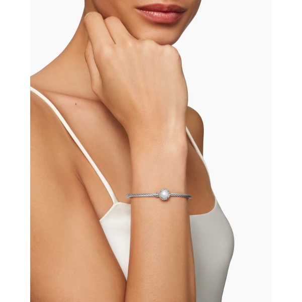 David Yurman Petite Chatelaine® Bracelet in Sterling Silver with Pearl, 3mm, view 7