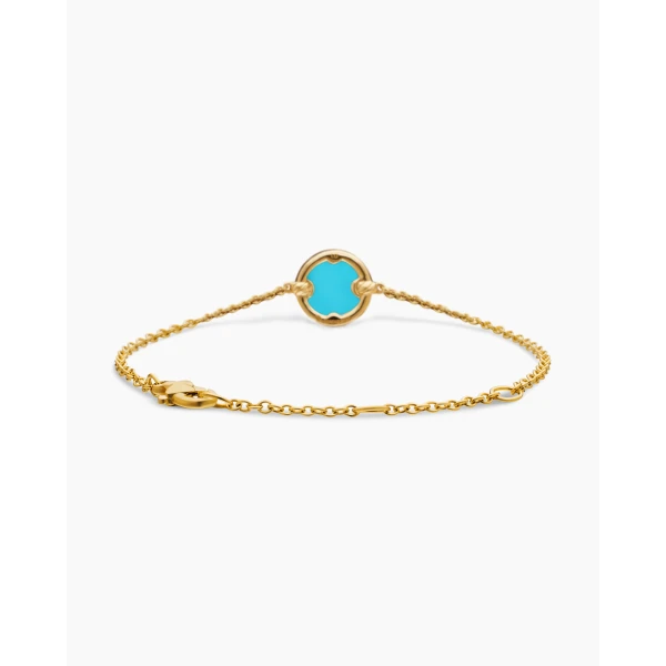 David Yurman Petite DY Elements® Center Station Chain Bracelet in 18K Yellow Gold with Turquoise and Diamonds, 11mm, view 5