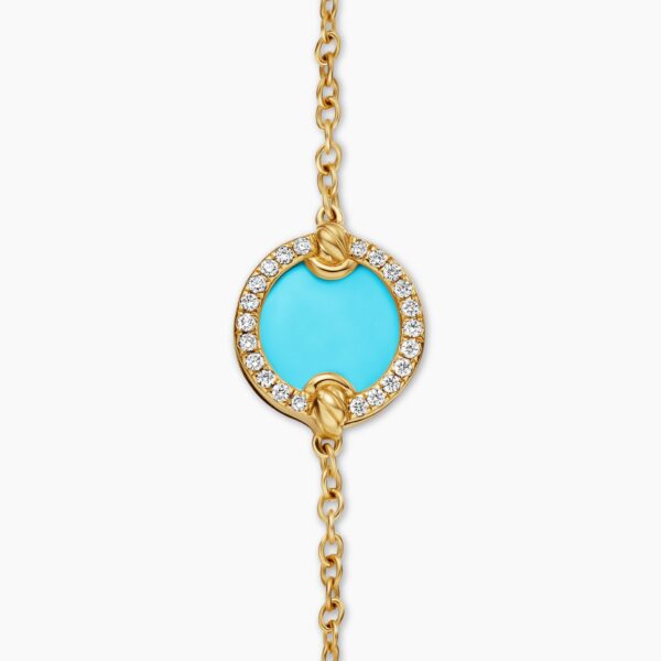 signature twisted-helix detail|David Yurman Petite DY Elements® Center Station Chain Bracelet in 18K Yellow Gold with Turquoise and Diamonds