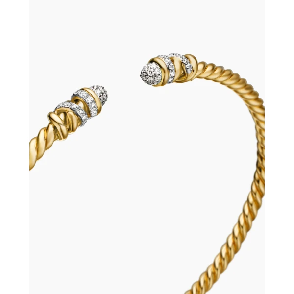 David Yurman Petite Helena Cablespira® Bracelet in 18K Yellow Gold with Diamonds, 3mm, view 5