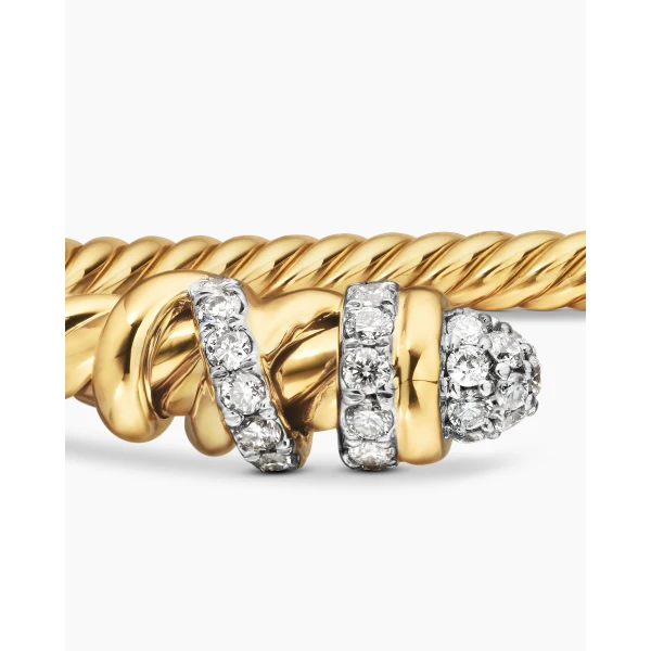 David Yurman Petite Helena Cablespira® Bracelet in 18K Yellow Gold with Diamonds, 3mm, view 6