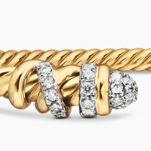 signature twisted-helix detail|David Yurman Petite Helena Cablespira® Bracelet in 18K Yellow Gold with Diamonds