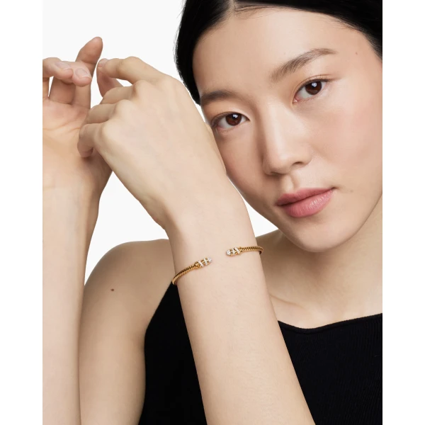 David Yurman Petite Helena Cablespira® Bracelet in 18K Yellow Gold with Diamonds, 3mm, view 7