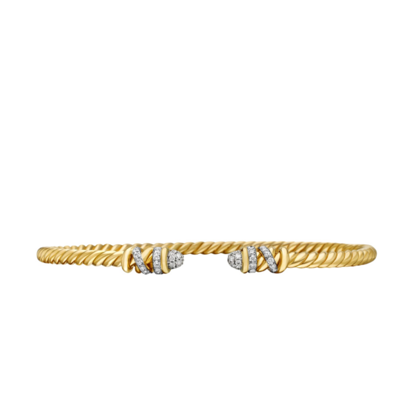 David Yurman Petite Helena Cablespira® Bracelet in 18K Yellow Gold with Diamonds