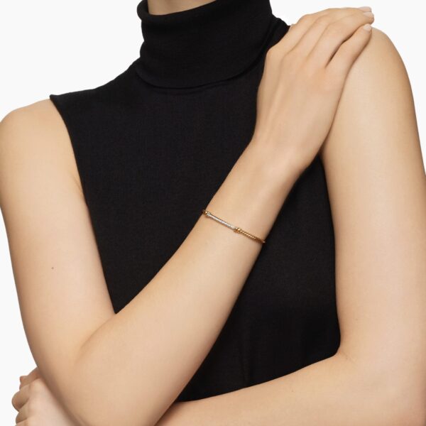 3mm in Gold – front view of authentic Cable Bracelets at Coveti|David Yurman Petite Helena Cablespira® Station Bracelet in 18K Yellow Gold with Diamonds